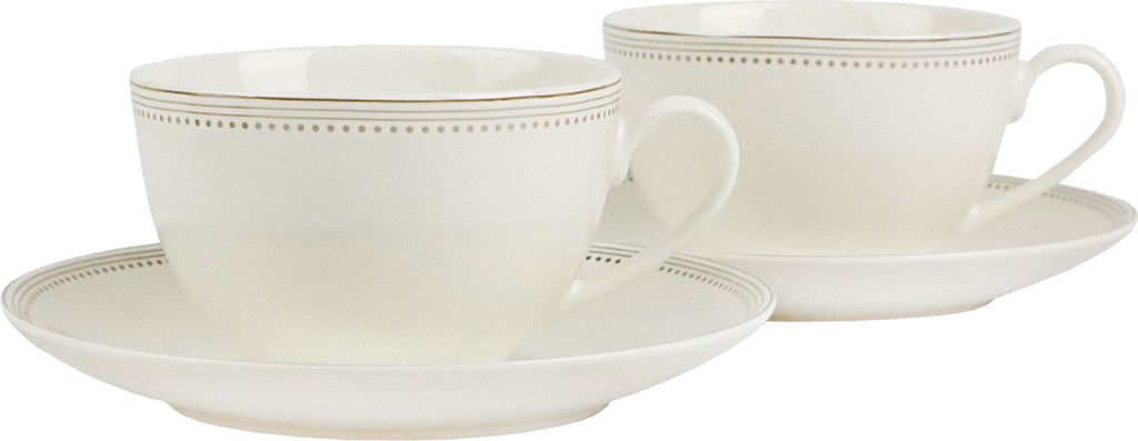2er Set Kaffeetassen Espressotassen 240 ml Porzellan Untertassen Kaffeebecher