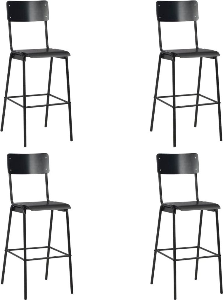 Barhocker 4 Stk. Schwarz Massives Sperrholz Stahl