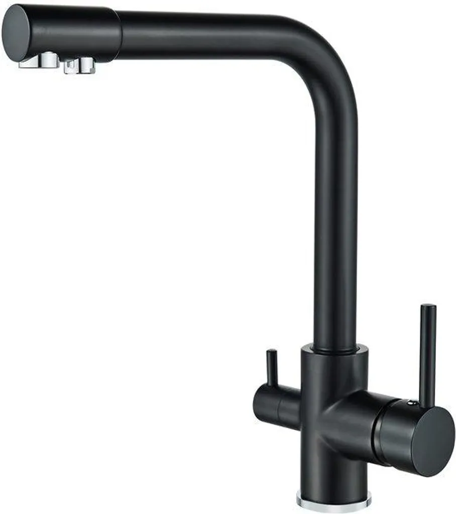 Robinet cuisine 3 en 1 pivotant 360° en laiton noir système osmose