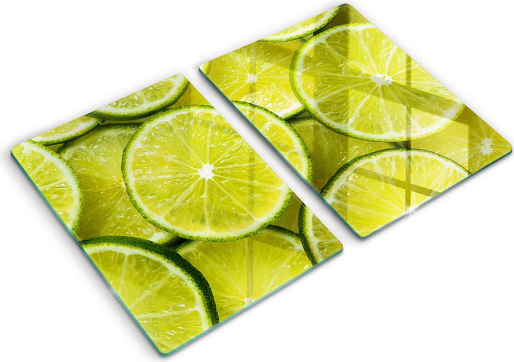 Abdeckung Glas - Küchenabdeckung - 2x40x52 cm - Abdeckplatte -Limettenscheiben