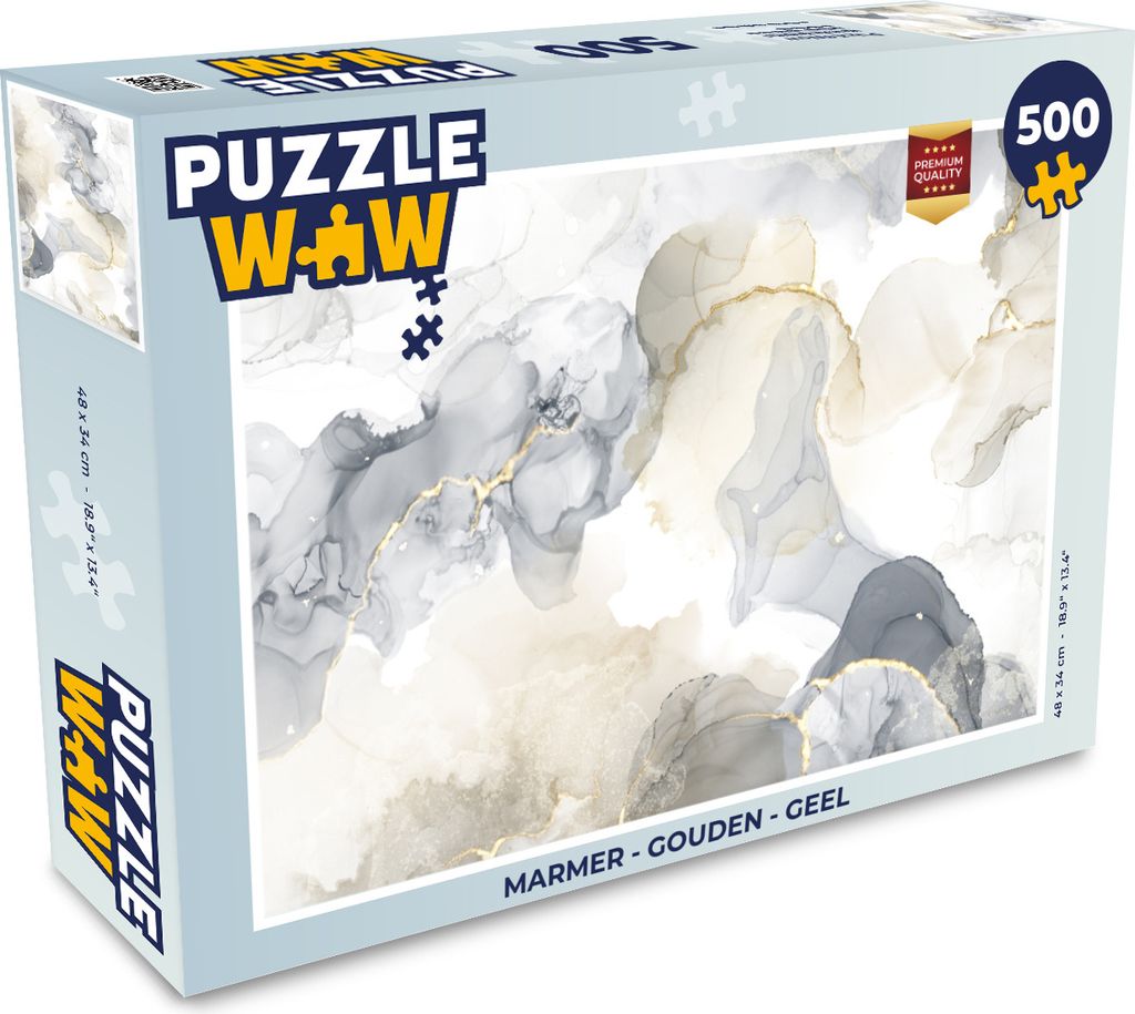 MuchoWow Puzzle 500 Teile Marmor - Golden - Gelb - 500 Teile - Kinder - Selberbauen - Puzzlespiele