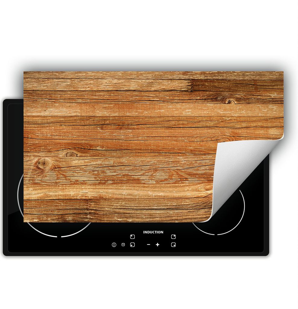 DarHaus Herdabdeckplatte 90x52 cm Anti Rutsch Matte Aufrollbar, Holz