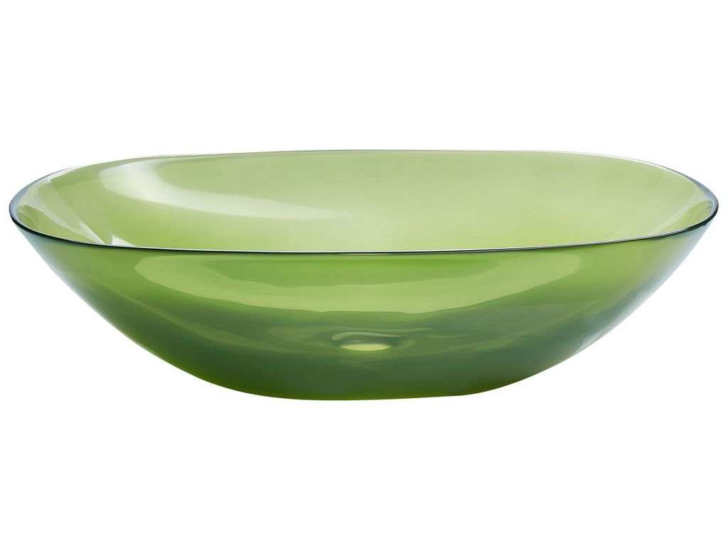 BELIANI Waschbecken Grün Mineralwerkstoff Oval 54x36 cm mit Klickverschluss Stöpsel Badezimmer Ausstattung Waschschale Waschtisch Aufsatzwaschbecken