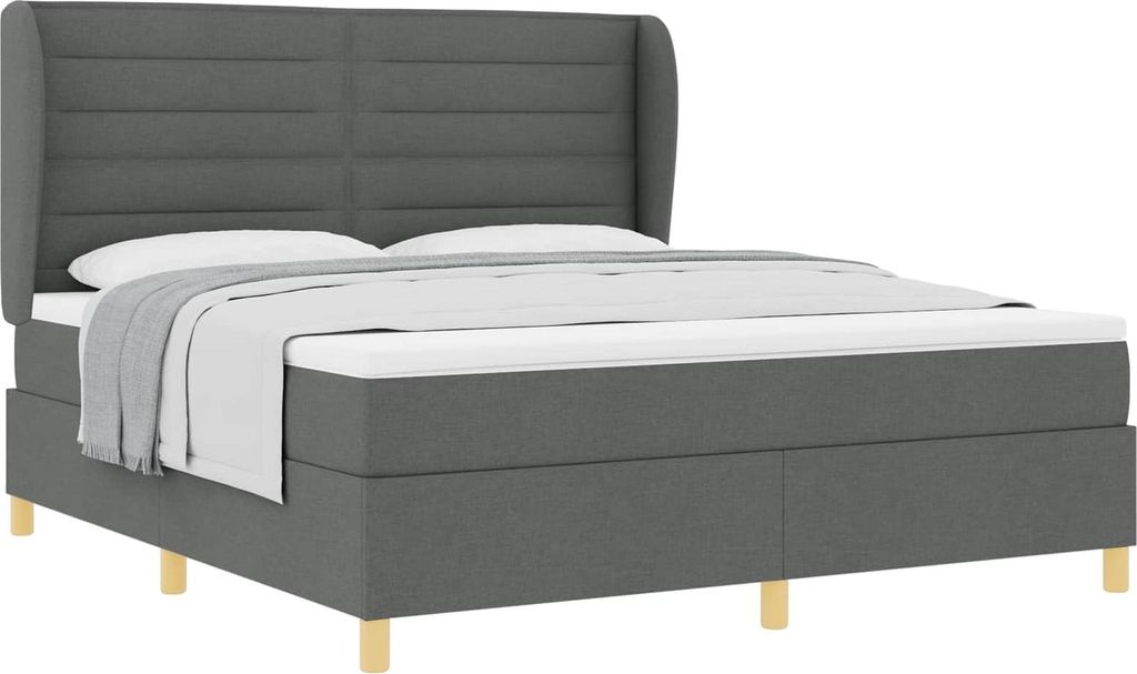 vidaXL Boxspringbett mit Matratze Dunkelgrau 200 x 180 cm Stoff