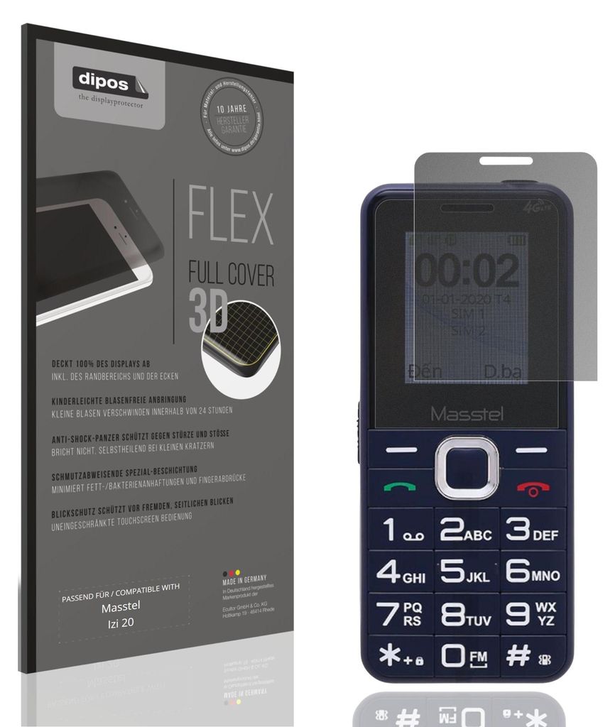 Full Cover Privacy Blickschutzfolie für Masstel Izi 20 Folie Anti-Shock