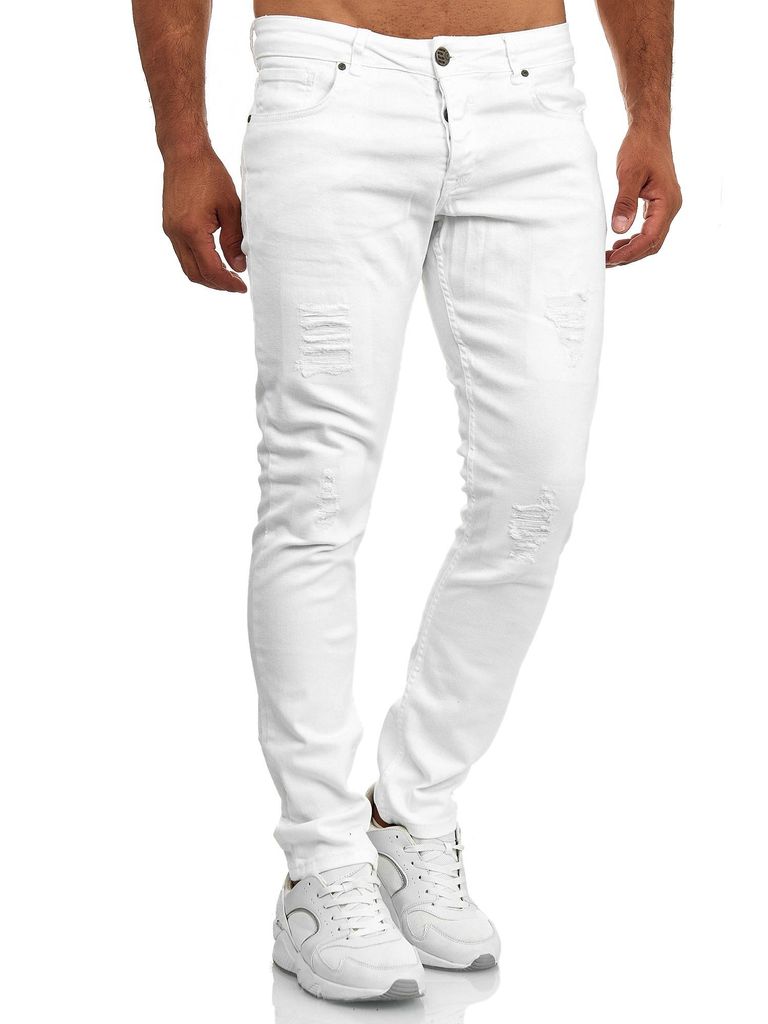 Tazzio Herren Jeans im Destroyed Look 16525 Weiß 38/32