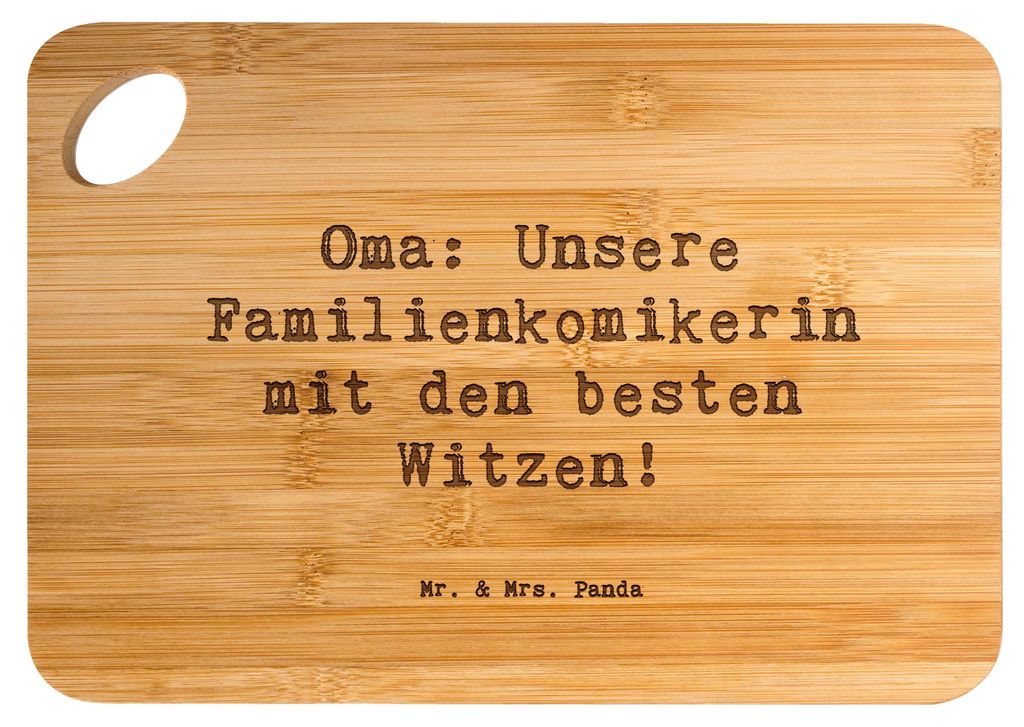 Mr. & Mrs. Panda Frühstücksbrett Spruch Oma Familienkomikerin - Transparent - Geschenk, Brett, Geburtstag, Schneidbrett Küche, Freude, Omi, pers...