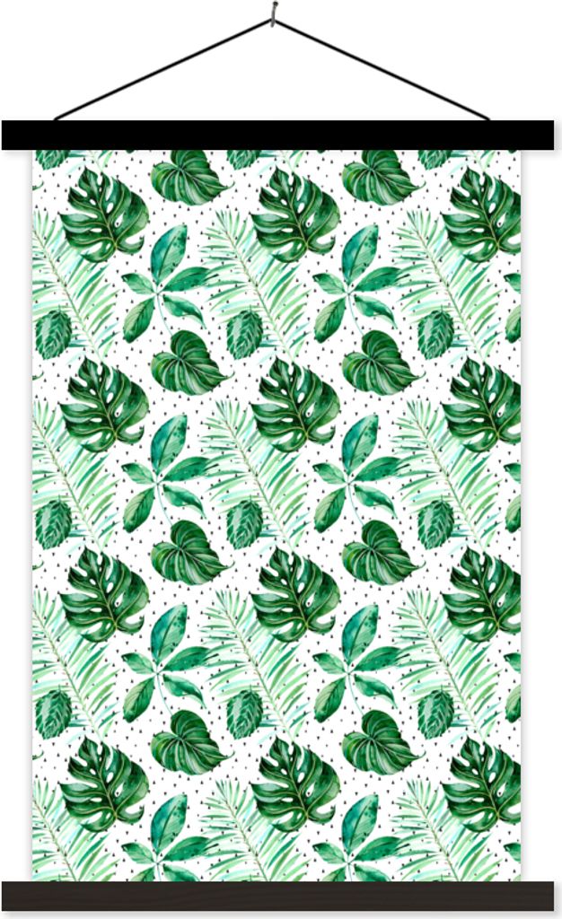 MuchoWow Textilposter Vintage - Blatt - Pflanzen 60x90 cm mit schwarzem Rahmen - Poster Wohnzimmer
