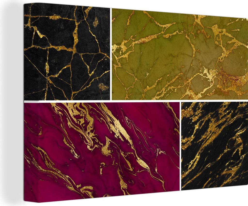 OneMillionCanvasses - Leinwandbilder - 150x100 cm, Marmor - Gold - Luxus, Wandbilder Kunstdruck Wanddekoration - Foto auf Leinwand - Gemälde auf...