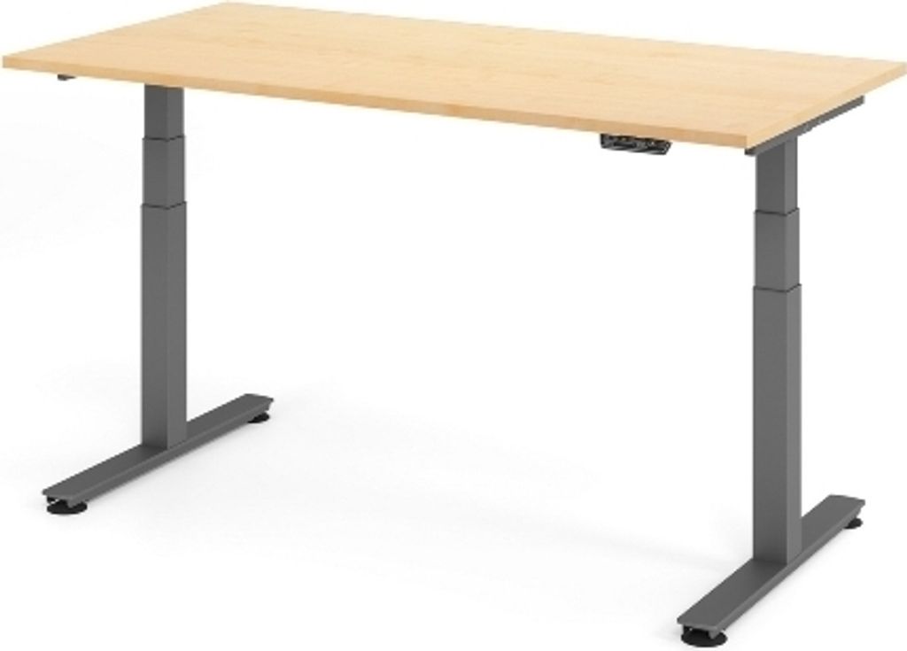 HAMMERBACHER XDSM16 elektrisch höhenverstellbarer Schreibtisch ahorn rechteckig, T-Fuß-Gestell grau 160,0 x 80,0 cm