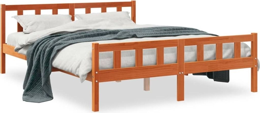 Maison Exclusive - Massivholzbett ohne Matratze Wachsbraun 150x200 cm Kiefernholz