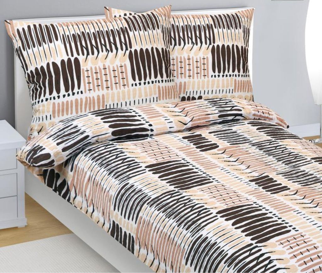 Kreppleinen - Braun, beige - 140x220, 70x90