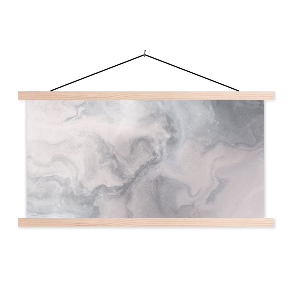 MuchoWow Textilposter Wolken - Abstrakt - Malen 60x30 cm mit holzfarbenen Rahmen - Dekoration