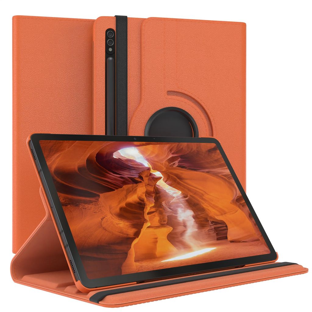 EAZY CASE - Tablet Hülle für Samsung Galaxy Tab S8 Schutzhülle, Tablet Case 360° drehbar in Orange
