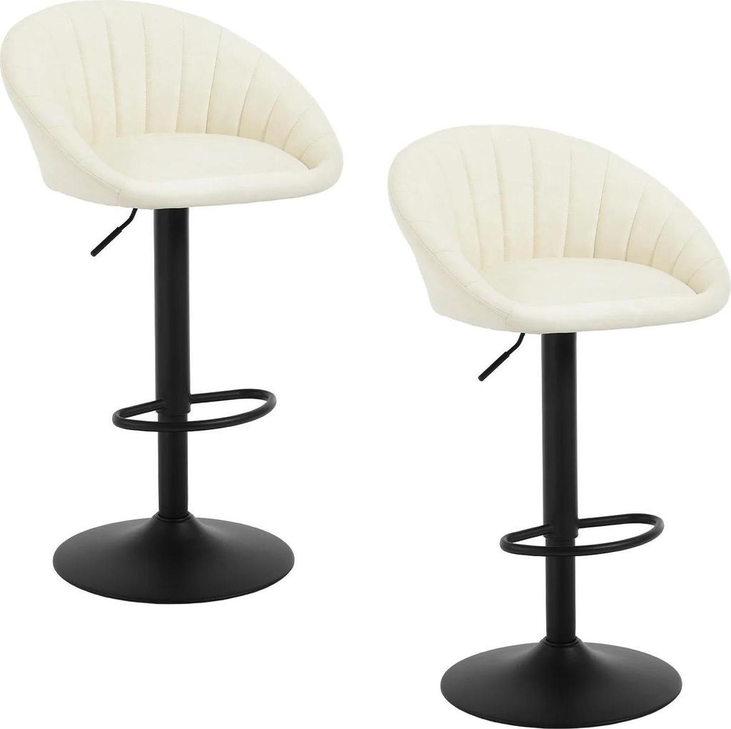 2er Set Barhocker - Hohe Küchenstühle - Höhenverstellbar 62–82 cm - 360° Drehbar - Ergonomische Rückenlehne - Metallgestell - Kunstleder - C...