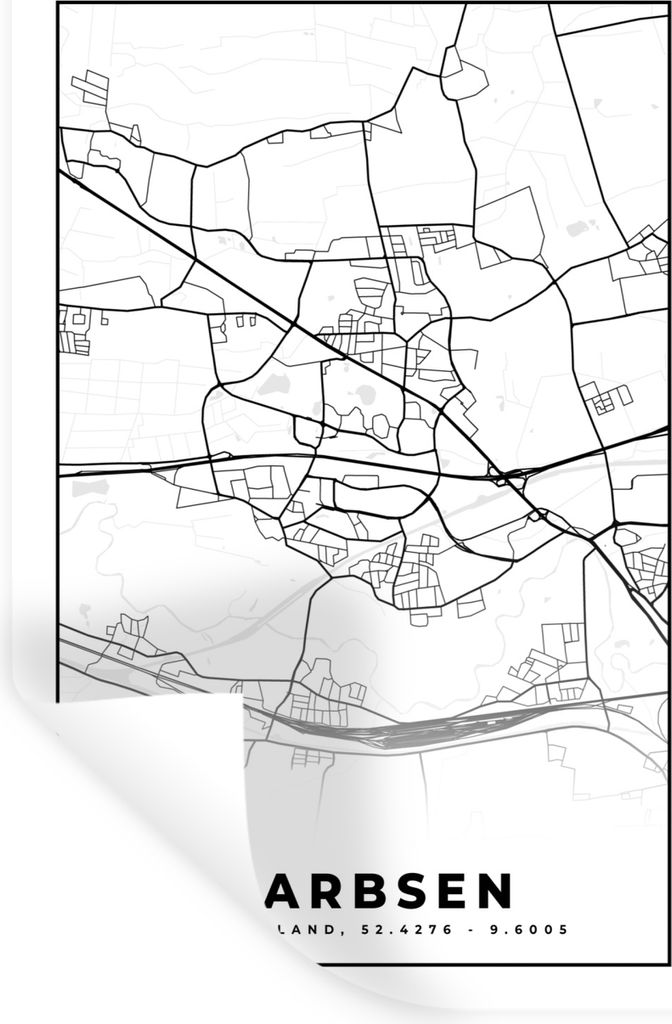 MuchoWow Wandtattoo Wandsticker Wandaufkleber Karte - Garbsen - Stadtplan - Karte 80x120 cm Selbstklebend und Repositionierbar - Repositionierbar...