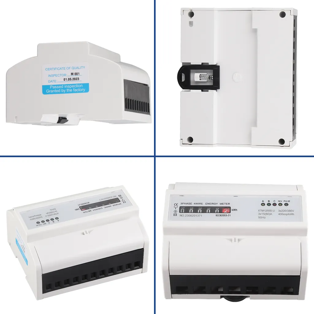 Compteur d'énergie Din Rail triphasé électronique pour tableau 400V - 3
