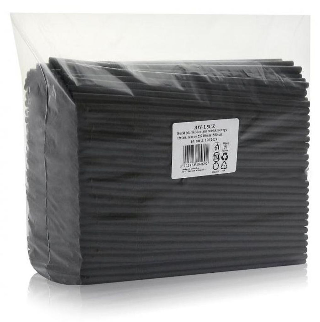 2000 Mehrweg Plastik Trinkhalme / Strohhalme schwarz Produktbild 