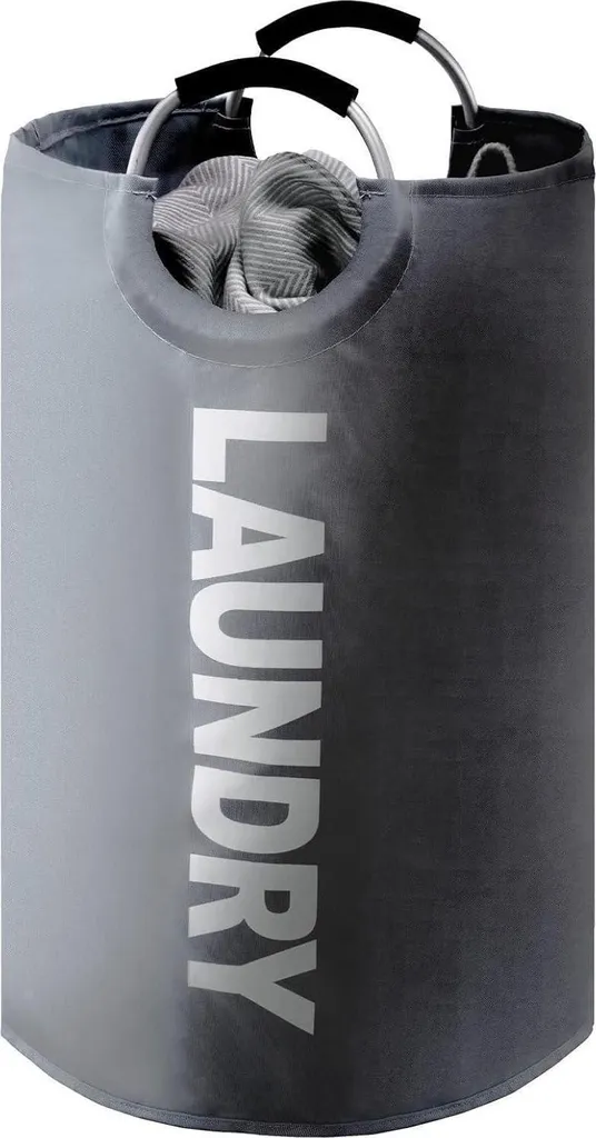 YOUDENOVA Panier à Linge Pliable 115L Gris avec Poignée en Aluminium