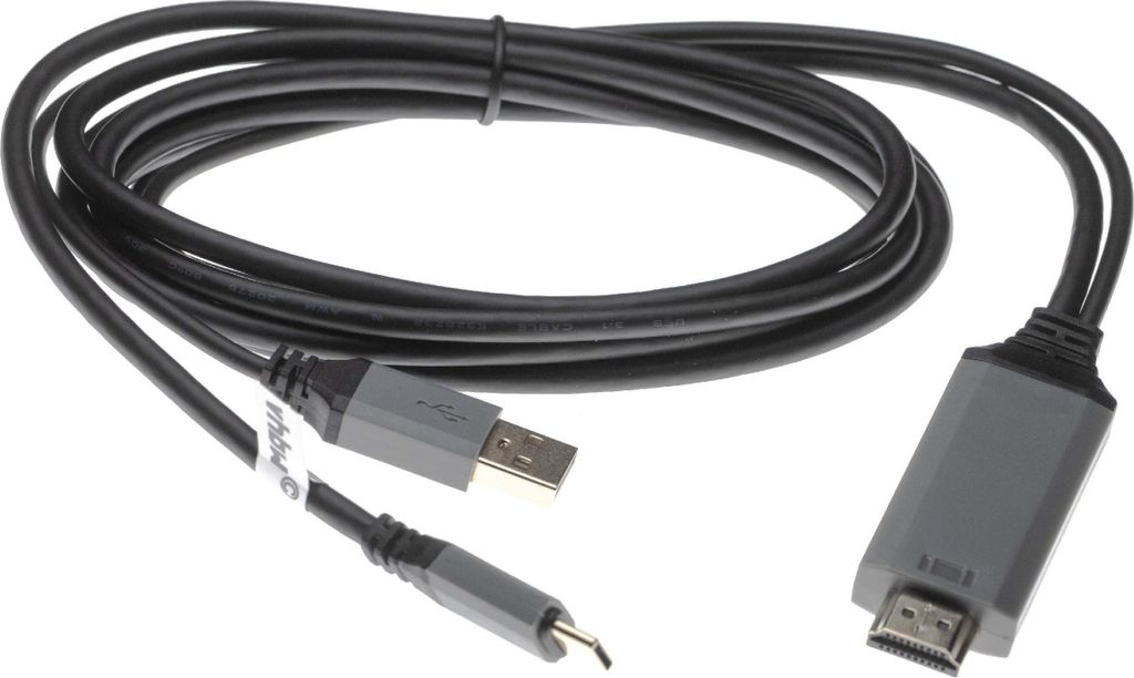 vhbw HDMI Kabel USB Datenkabel 2in1 Ladekabel (Y-Kabel USB C 3.1 + USB A 2.0 auf HDMI Stecker) z.B. kompatibel mit LG V300L, G5 - 2m