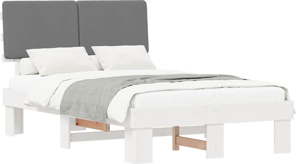 Bettgestell mit gepolstertem Kopfteil Hellgrau 120 x 200 cm