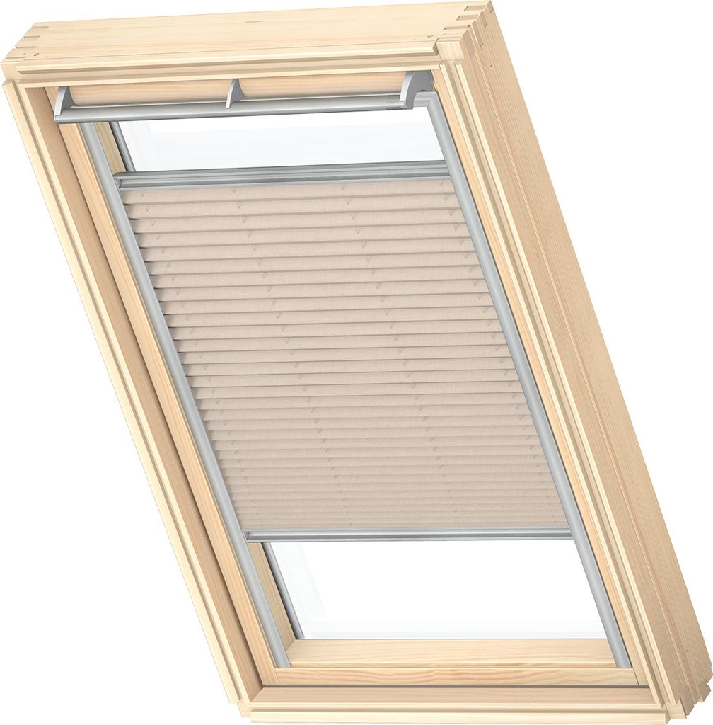 VELUX Original Dachfenster Plissee für MK06, Hellbeige, mit grauer Führungsschiene