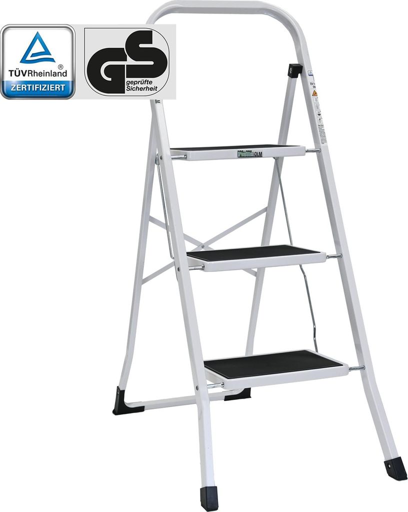 Trittleiter 3-stufig klappbar 150 kg Anti-Rutsch Produktbild 
