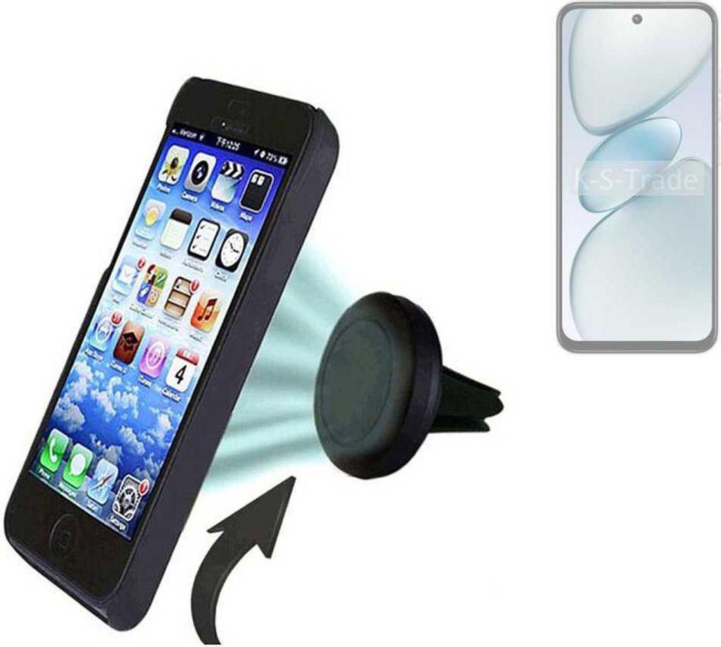 K-S-Trade kompatibel mit Tecno Spark Go 1 Auto Handy Halterung KFZ Halter Lüftungsgitterhalterung Air Vent mount Smartphone Halter
