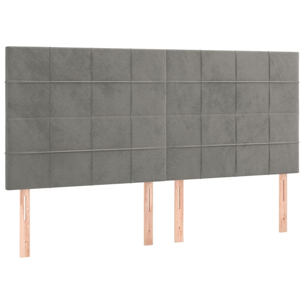 Kopfteil Hellgrau 200 x 5 x 118/128 cm Samt