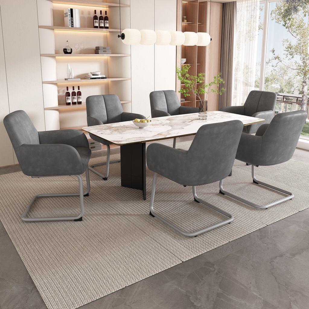 Flieks Esszimmerstühle 6er Set, Freischwinger Schwingstuhl Produktbild 