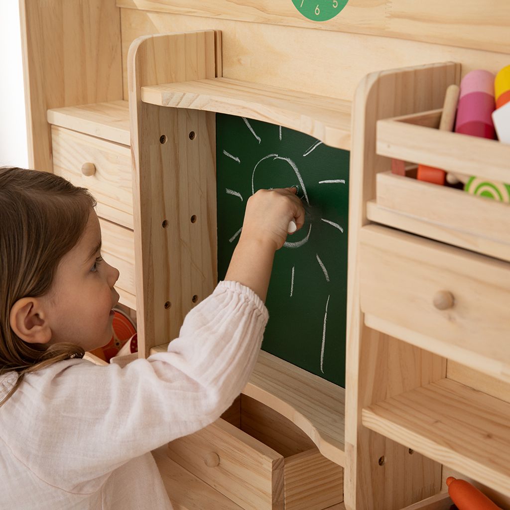Magasin Bois Enfant Magasin De Marchand En Bois Pour Enfants Howa 47559 – Avec 40 Accessoires, Caisse Enregistreuse Et Tableau à Craie – Beige