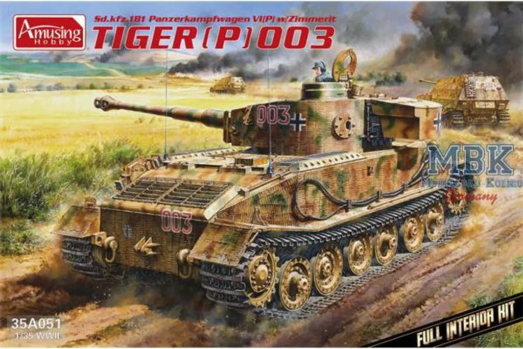 Maquette de Char Allemand Tiger(P) 003 avec Intérieur Complet et Zimmerit