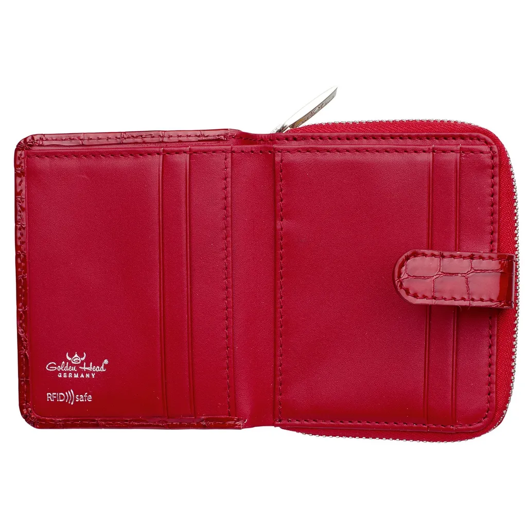 Petit Portefeuille Femme RFID Protect avec Fermoir à Pression Cherry