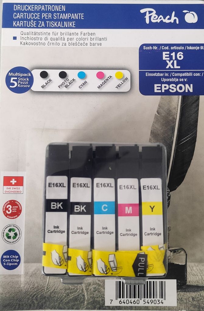 Peach Multipack 5 Druckerpatronen Epson E16 XL Drucker Produktbild 