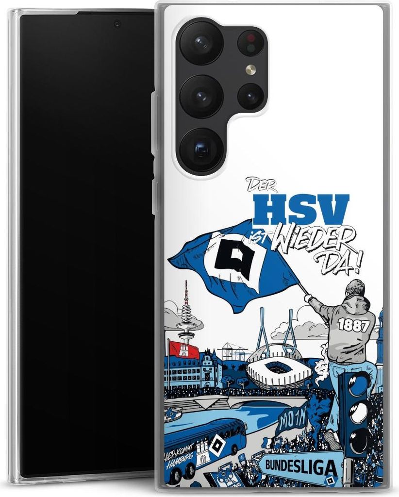 DeinDesign Slim Hülle für Samsung Galaxy S23 Ultra Silikon Case Ultra Dünn Handyhülle Aufstieg Hamburger SV Offizielles Lizenzprodukt