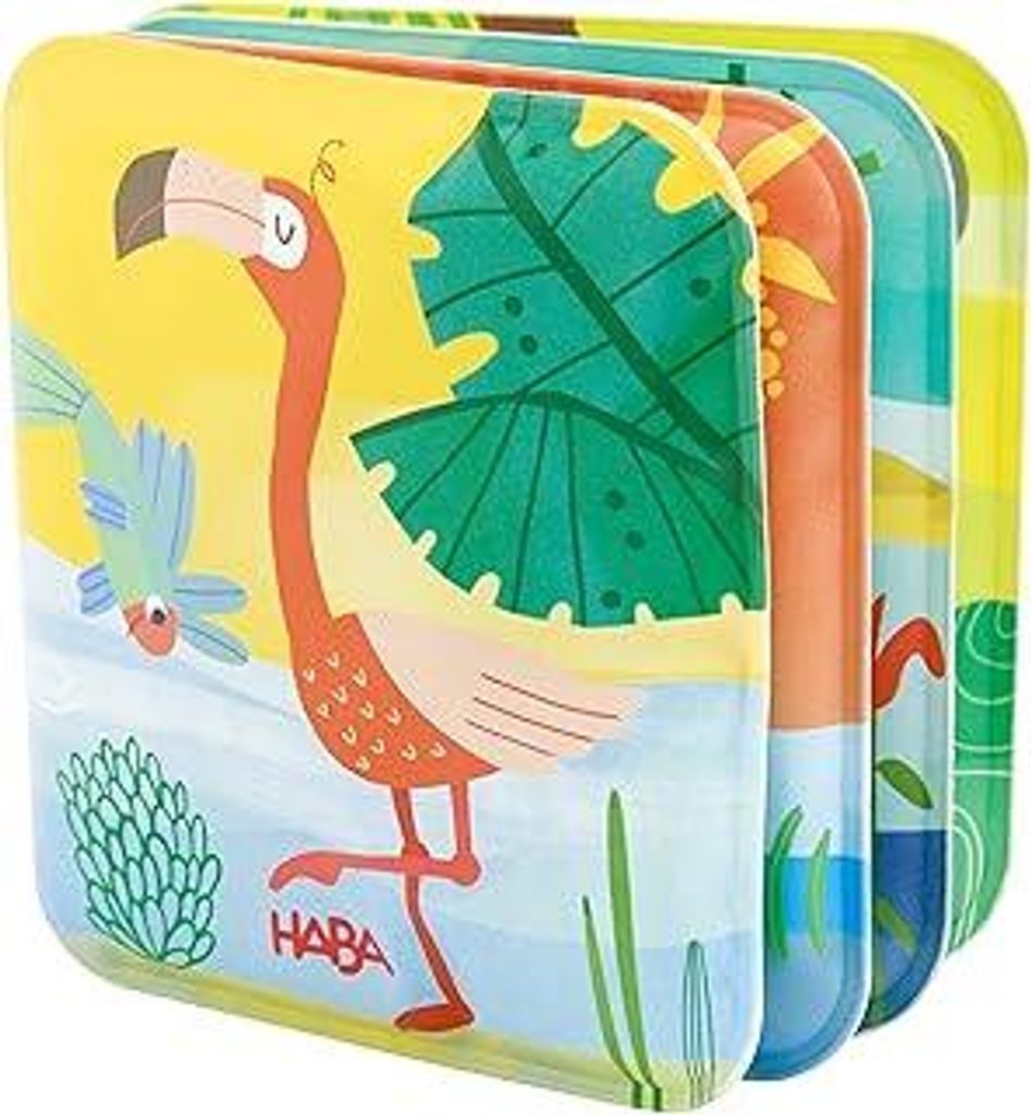 HABA Mini-Badebuch Tiergetümmel – Wasserspielzeug für Kleinkinder mit Rasselgeräusch und bunten Tiermotiven – Ab 6 Monaten – 2012344001