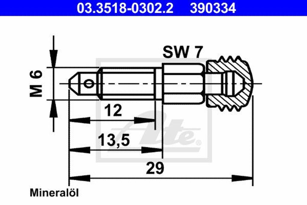ATE Entlüftungsschraube 03.3518-0302.2 13,5mm Produktbild 