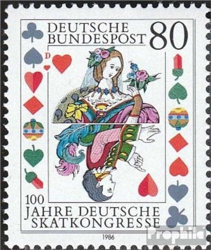Briefmarken BRD (BR.Deutschland) 1986 Mi 1293 (kompl.Ausg.) postfrisch 100 Jahre Deutsche Skatkongresse