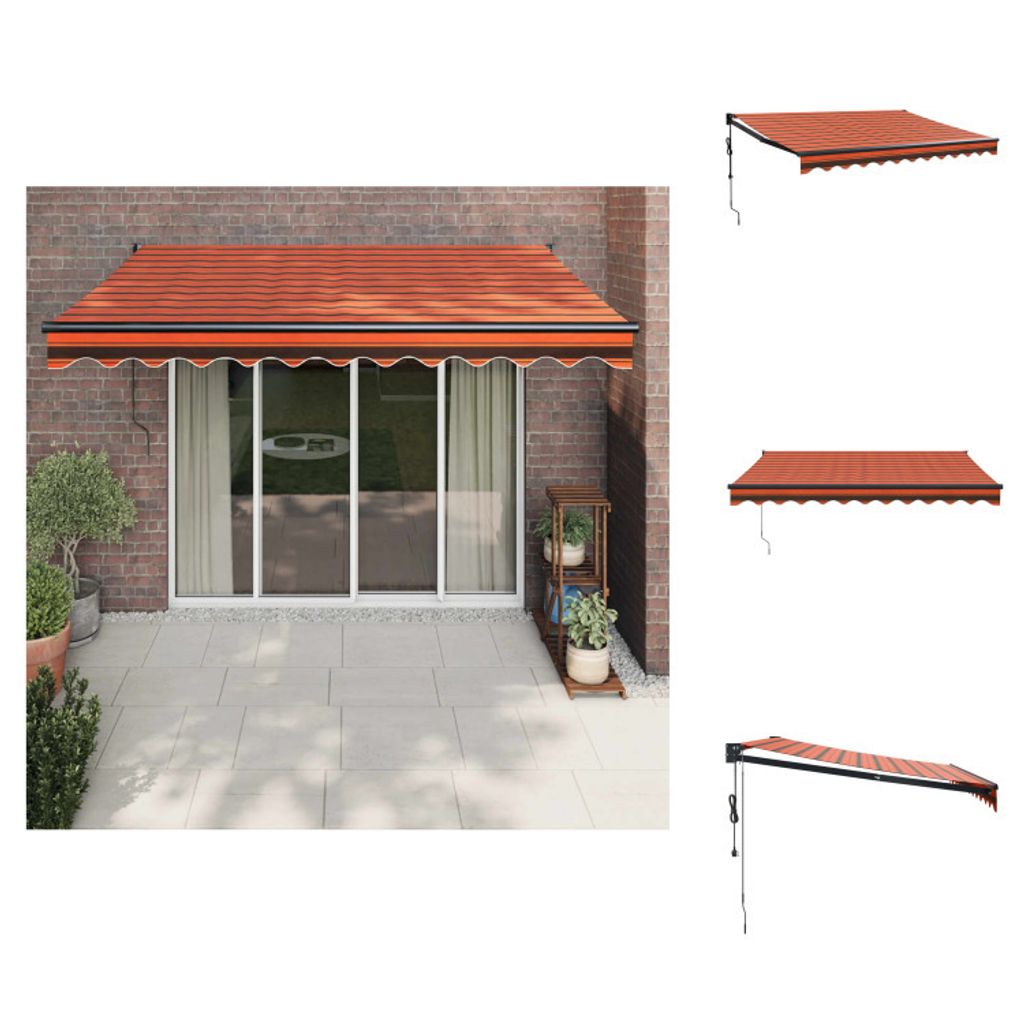 vidaXL Elektrische Markise mit Kurbel Orange und Braun 3,5x2,5 m - Markisen