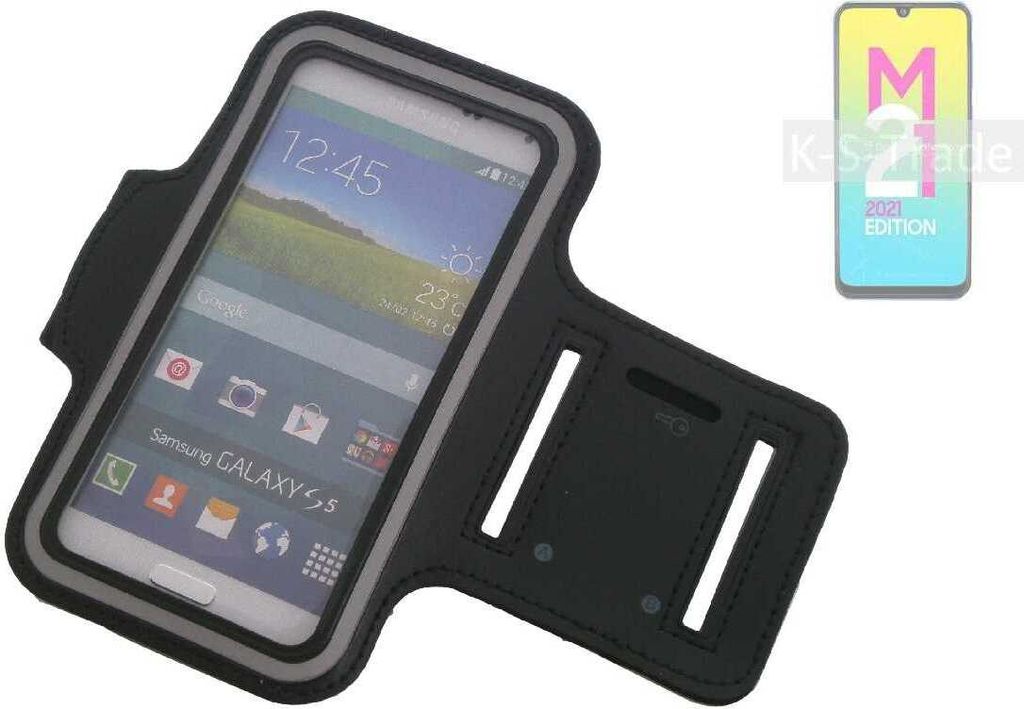 Kompatibel mit Samsung Galaxy M21 2021 Neopren Jogging Armband Sportarmband Oberarmband schwarz kompatibel mit Samsung Galaxy M21 2021 mit Reflektor