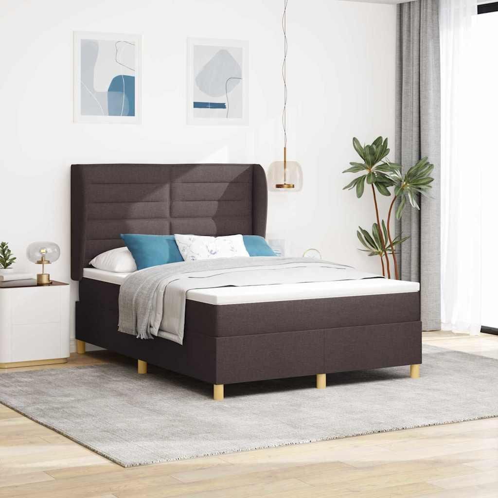 Möbel Boxspringbett mit Matratze Dunkelgrau 90x190 cm Dunkelbraun - Klassische Betten 3340693