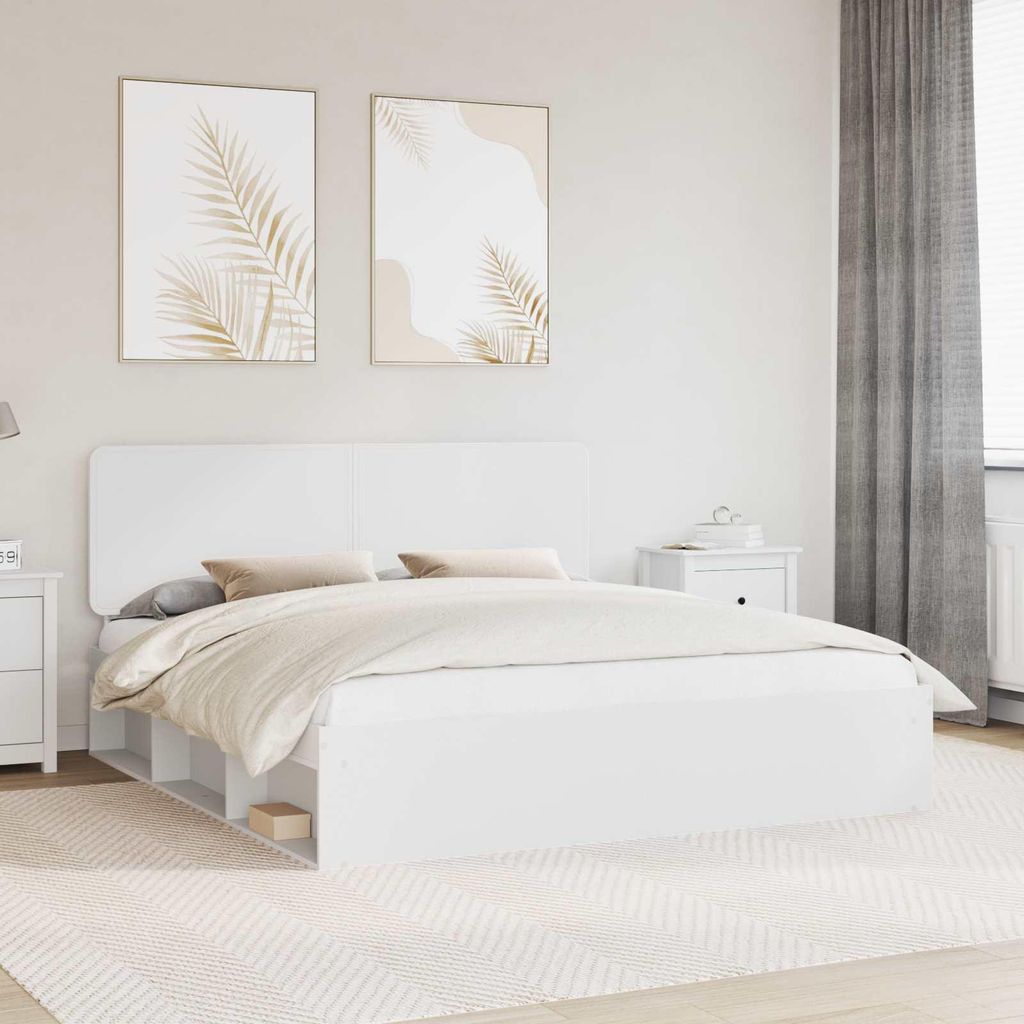 "Schlussverkauf" Doppelbett - Bettgestell 2 PLACES - mit Kopfteil - Weiß 180x200 cm Massives Kiefernholz C5006
