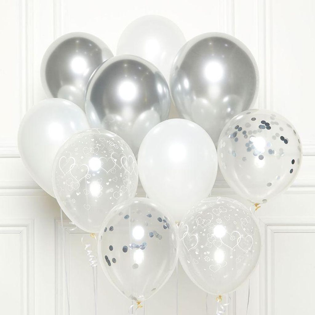 Amscan 9907426, Spielzeugballon, Latex, Silber, 27 cm, 1 Produktbild 