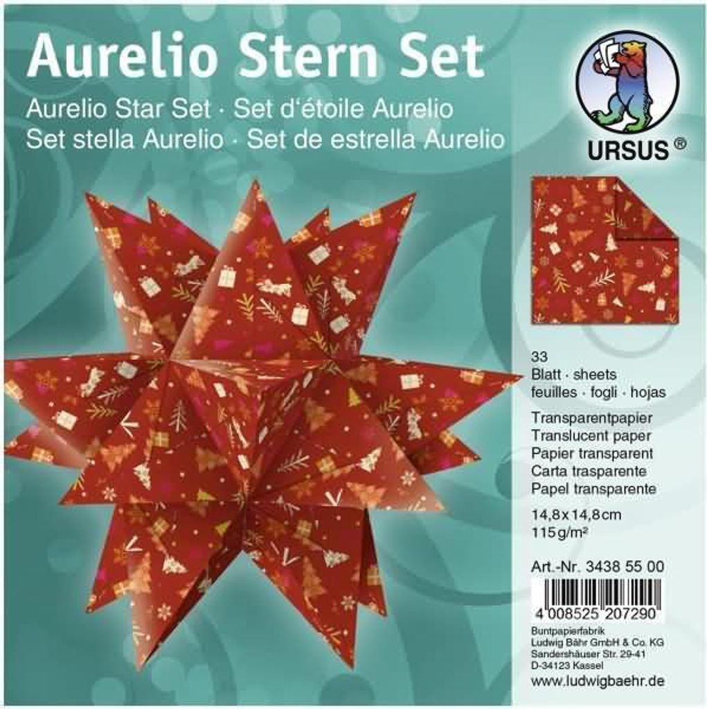 Faltblätter Aurelio stern Winterzauber 115g/qm 14,8x14,8cm orange/rot