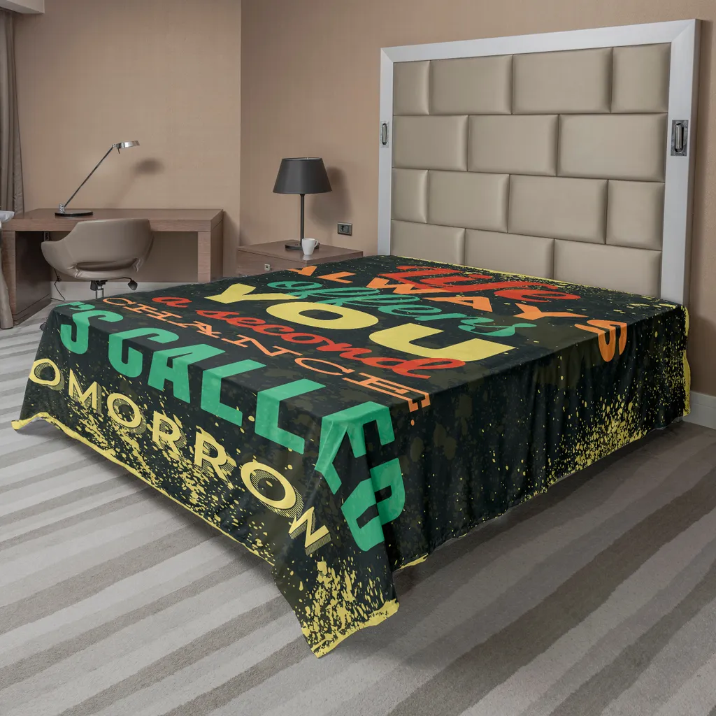Drap de lit anti-plis et facile d'entretien avec motif grunge motivant