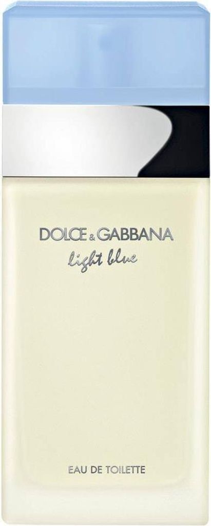 A product shot of a Dolce & Gabbana Light Blue Eau de Toilette bottle.