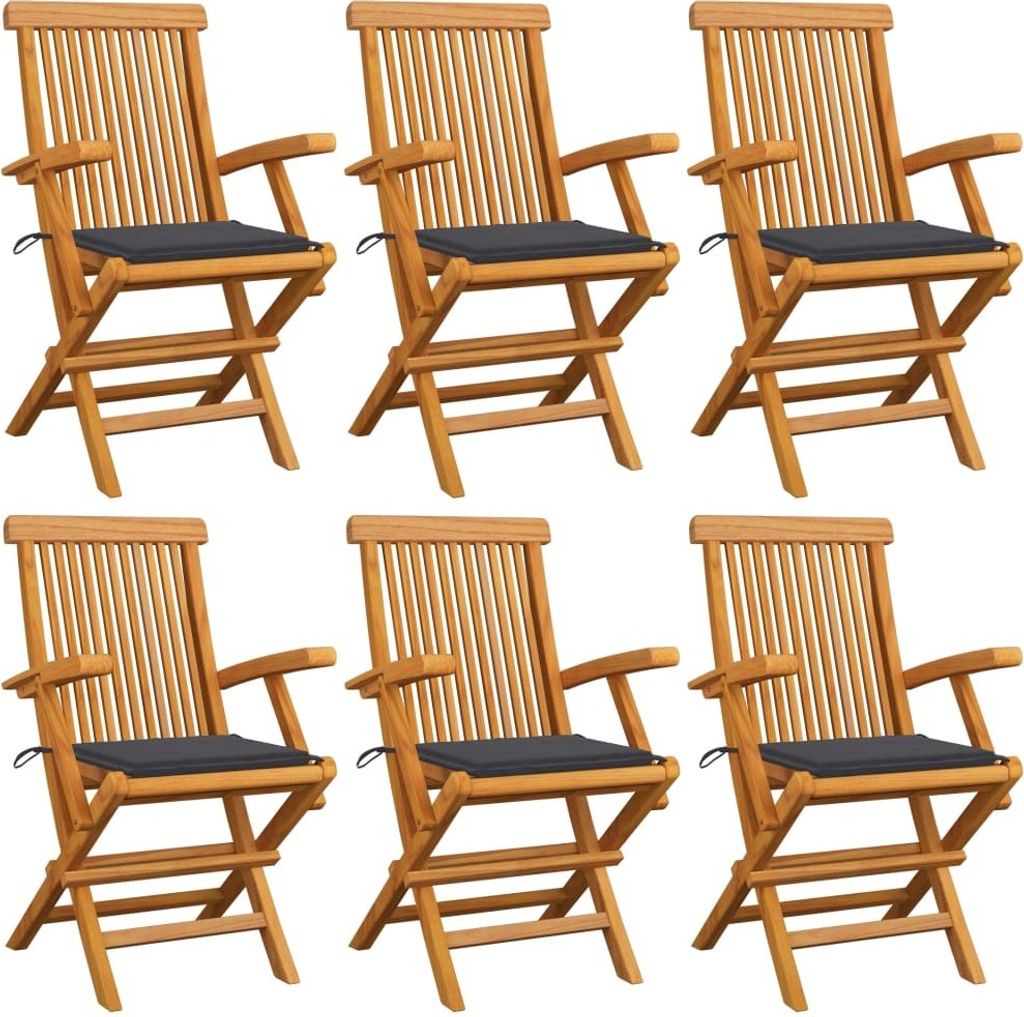 Maison Exclusive - Gartenstühle mit Anthrazit Kissen 6 Stk. Massivholz Teak