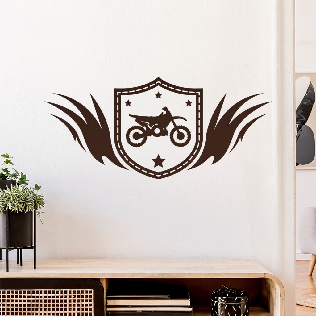 Motocross Wappen Wandtattoo Wandaufkleber Wall Sticker - Dekoration, Küche, Wohnzimmer, Schlafzimmer, Badezimmer