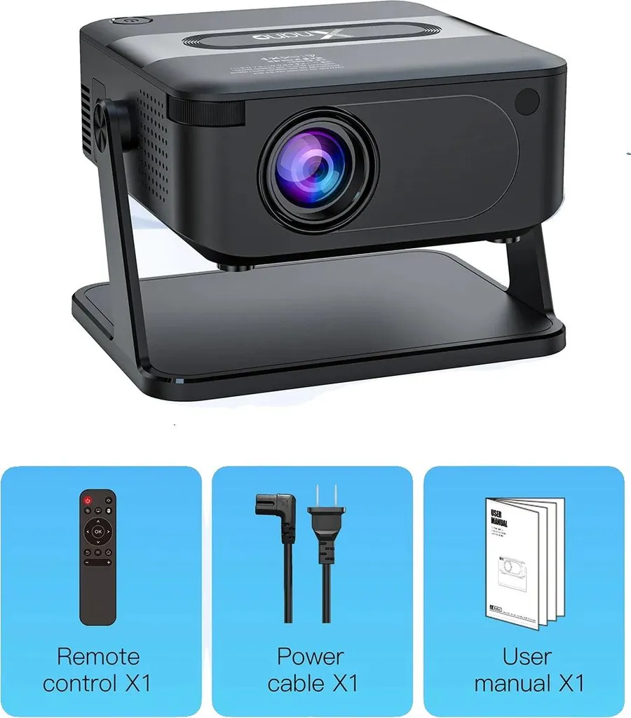 Projecteur de Cinéma Maison avec Android TV et Luminosité Élevée Noir