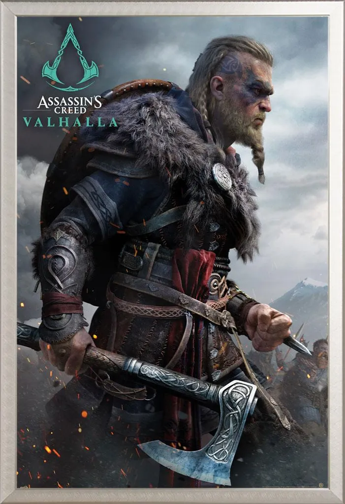 Poster Valhalla Combat sous Cadre Aluminium Argenté Shinsuke Premium